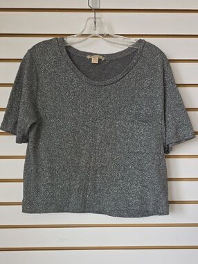 Forever 21 Silver Metallic Short Sleeve Tee